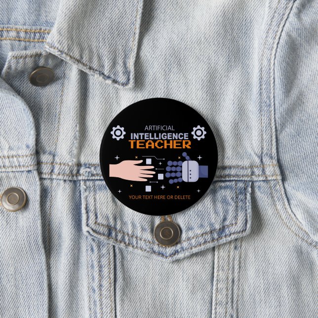 Badge Rond 7,6 Cm Enseignant de l'intelligence artificielle - homme  (En situation)