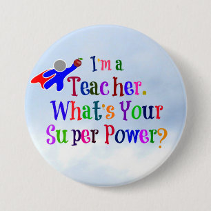 Badge Rond 7,6 Cm Enseignant Superhero