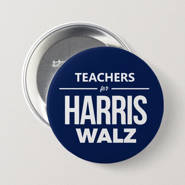 Badge Rond 7,6 Cm Enseignants pour Harris Walz (Devant & derrière)