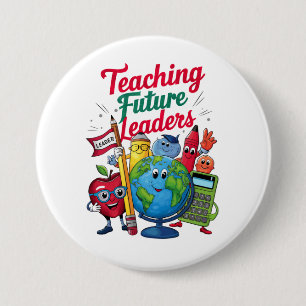 Badge Rond 7,6 Cm Enseignement Rétro Dirigeants Futurs Enseignant Éc