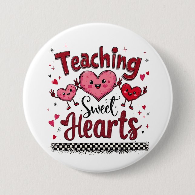 Badge Rond 7,6 Cm Enseigner les Coeurs Doux Funny Enseignant de Vale (Devant)