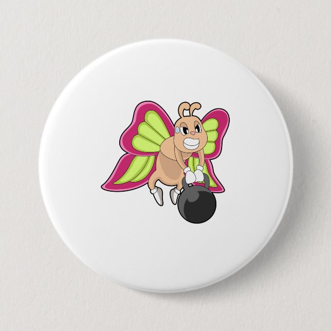 Badge Rond 7,6 Cm Entraînement en force Papillon Haltère (Devant)