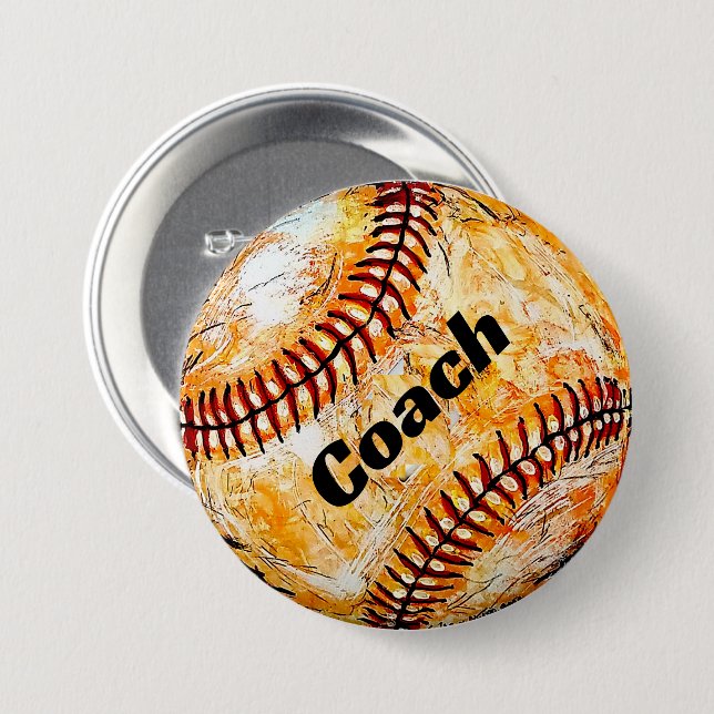 Badge Rond 7,6 Cm Entraîneur de baseball (Devant & derrière)