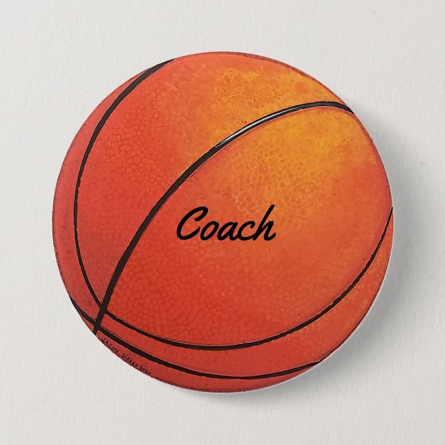 Badge Rond 7,6 Cm Entraîneur de Basketball (Devant)