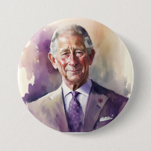 Badge Rond 7,6 Cm Épingle de couronnement King Charles III