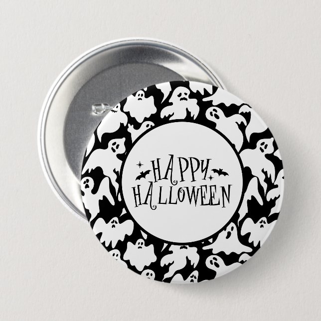 Badge Rond 7,6 Cm Épingle de fantôme d'Halloween (Devant & derrière)
