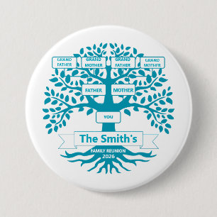 Badge Rond 7,6 Cm Épingle de réunion de famille avec arbre généalogi