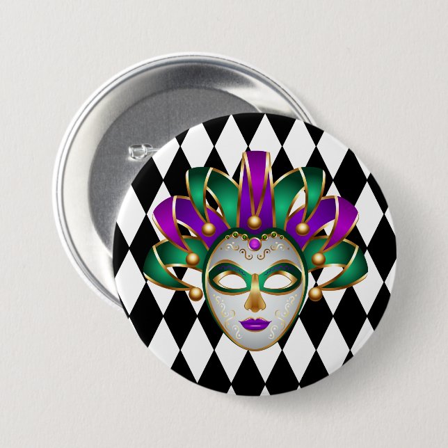 Badge Rond 7,6 Cm Épingle du bouton Mardi Gras (Devant & derrière)