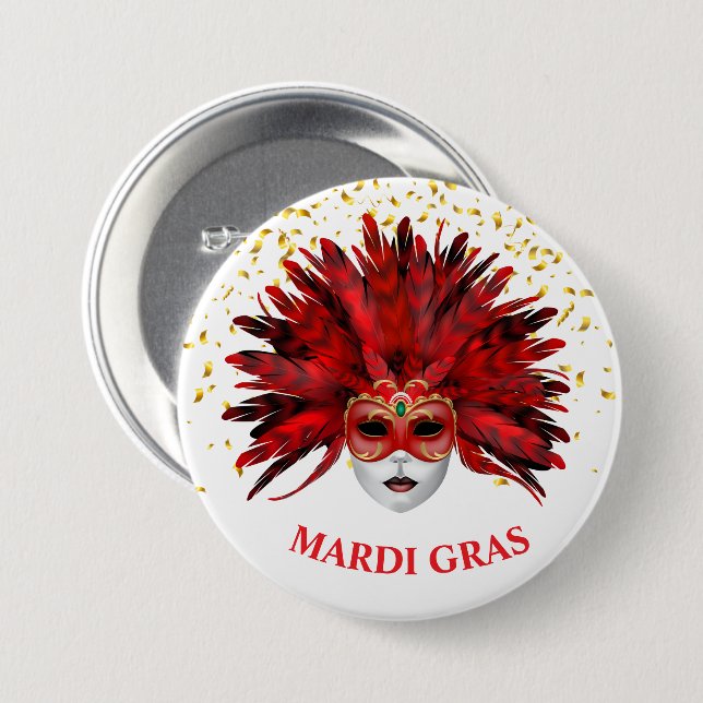 Badge Rond 7,6 Cm Épingle du bouton Mardi Gras (Devant & derrière)