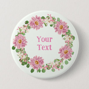 Badge Rond 7,6 Cm Épingle en Lapel Rose et Blanc inspirée du jardin