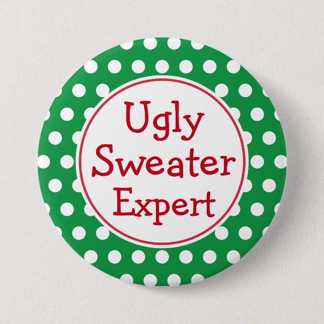 Badge Rond 7,6 Cm Épinglette de bouton d'expert de pull de Noël laid (Devant)