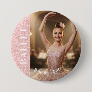 Badge Rond 7,6 Cm Épinglette de danse de ballet en rose gold paillet