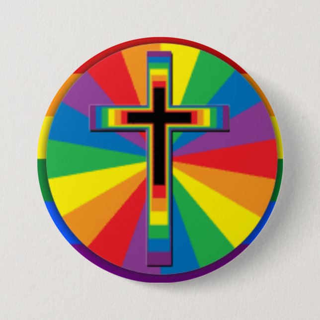 Badge Rond 7,6 Cm Épinglette de fierté gay chrétienne, (Devant)