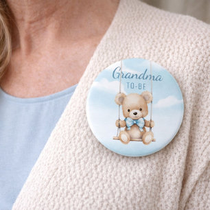 Badge Rond 7,6 Cm Épinglette Ourson Oh Boy Grand-mère à Venir