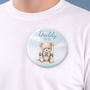 Badge Rond 7,6 Cm Épinglette Ourson Papa à Venir