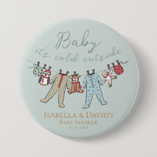 Badge Rond 7,6 Cm Épinglette pour Baby Shower d'hiver 'Bébé il fait