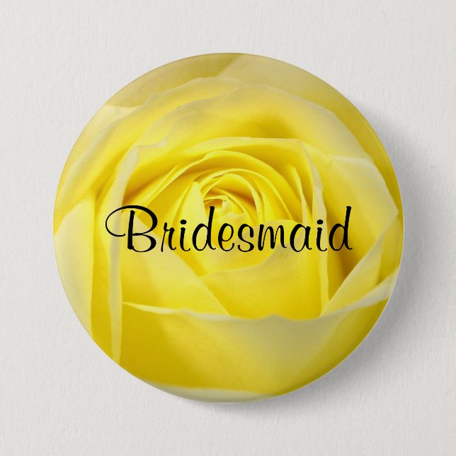 Badge Rond 7,6 Cm Épouse, Rose Jaune (Devant)