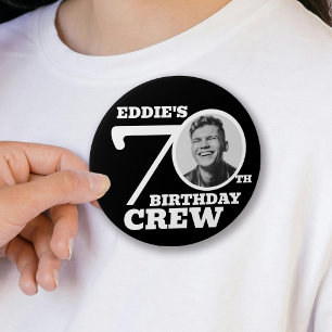 Badge Rond 7,6 Cm équipage d'anniversaire 70 ans photo et nom person