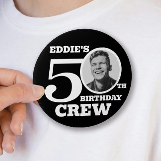 Badge Rond 7,6 Cm Équipe 50e anniversaire photo personnalisée nom no