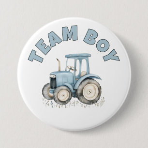Badge Rond 7,6 Cm Équipe Boy Cute Blue Farm Tracteur Genre Revela