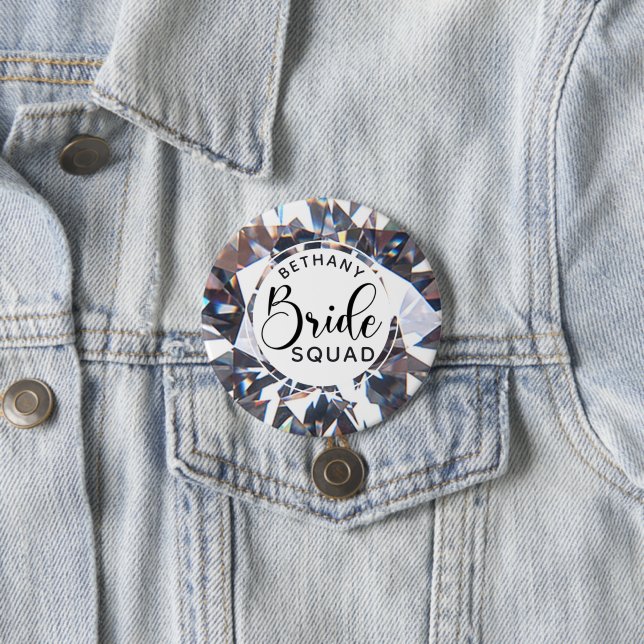 Badge Rond 7,6 Cm Équipe Chic Diamond Bride Personnalisée (En situation)
