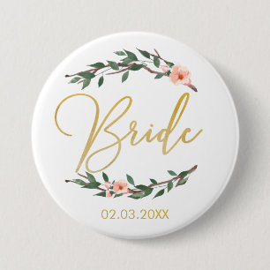 BADGE ROND 7,6 CM ÉQUIPE DE BRIDE FLORAL BUTTON