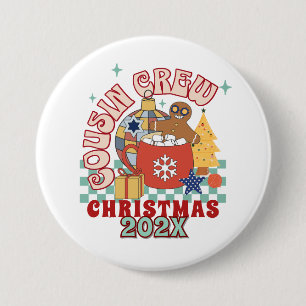 Badge Rond 7,6 Cm Équipe de cousins rétro Noël enfants appariés