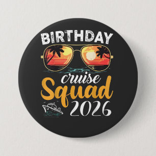 Badge Rond 7,6 Cm Équipe de croisière d'anniversaire 2026 Vacances e