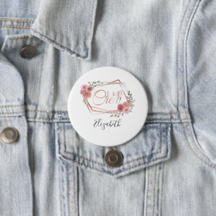 Badge Rond 7,6 Cm Équipe de Je Dis Rose Floral Fleurs Roses Verdure