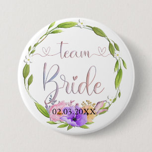 Badge Rond 7,6 Cm Équipe Mariée ! Blumen Kranz Bouton