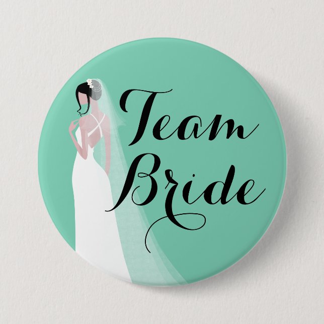 Badge Rond 7,6 Cm Équipe Mariée Brunette Mariée (Devant)
