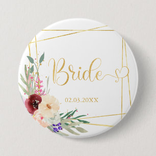 Badge Rond 7,6 Cm Équipe Mariée ! Géométrie moderne