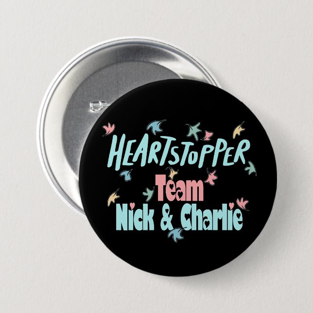 Badge Rond 7,6 Cm Équipe Nick et Charlie Black (Devant & derrière)
