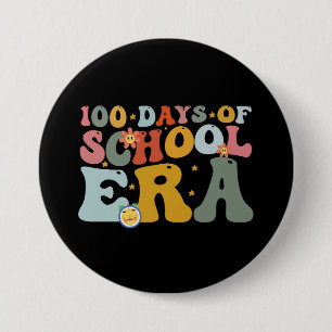 Badge Rond 7,6 Cm Ère des 100 jours d'école Prof groovy Enfants