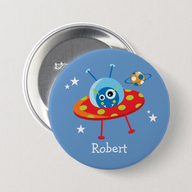 Badge Rond 7,6 Cm Espace Alien personnalisé (Devant & derrière)