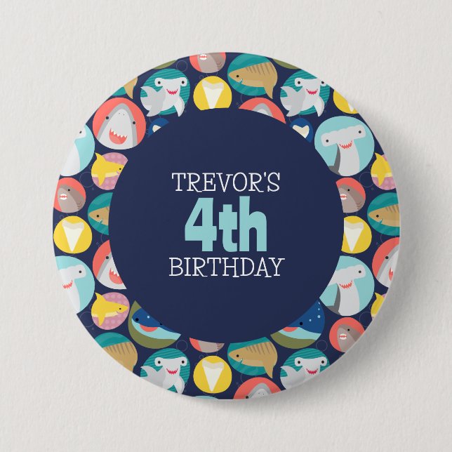 Badge Rond 7,6 Cm Espèces de requins mignons (Devant)
