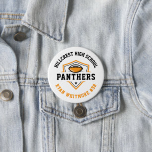 Badge Rond 7,6 Cm Esprit d'équipe de football personnalisé orange et
