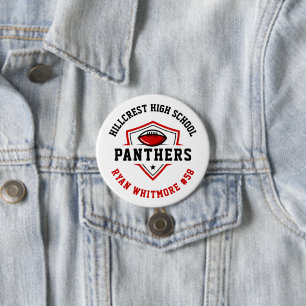 Badge Rond 7,6 Cm Esprit d'équipe de football personnalisé rouge et 