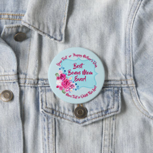 Badge Rond 7,6 Cm Étape Mères Jour Bonus Maman Changer le texte Gran