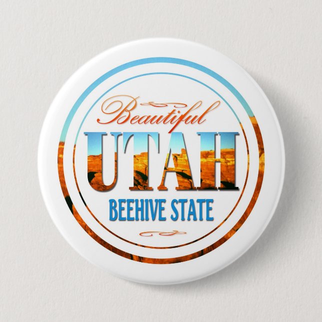 Badge Rond 7,6 Cm État de ruche de l'Utah (Devant)