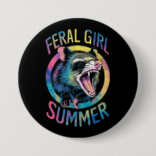 Badge Rond 7,6 Cm Été de fille sauvage Opossum Tie Dye Raton laveur