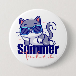 Badge Rond 7,6 Cm Été vibes chat cool