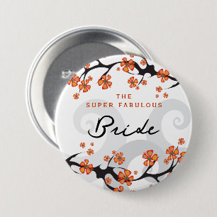 Badge Rond 7,6 Cm Étiquette de nom de mariage chic avec fleurs tropi