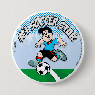 Badge Rond 7,6 Cm Étoile de football