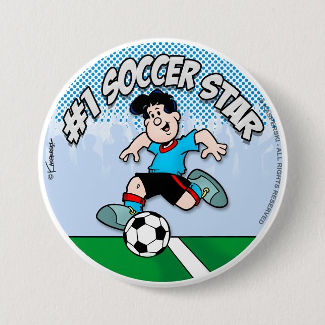 Badge Rond 7,6 Cm Étoile de football (Devant)