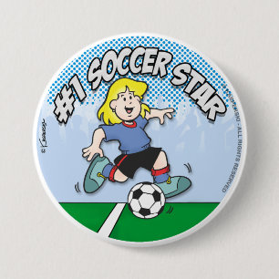 Badge Rond 7,6 Cm Étoile de football fille