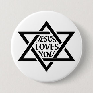 Badge Rond 7,6 Cm Étoile de Mogan David - Jésus vous aime