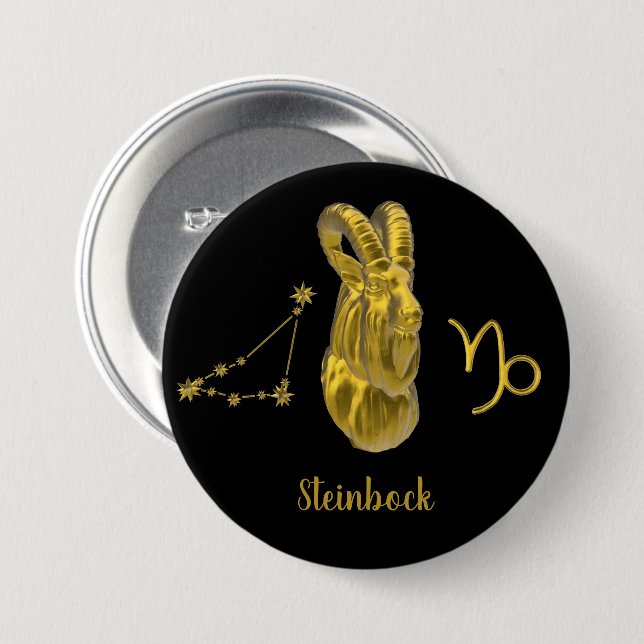 Badge Rond 7,6 Cm Étoile de Steinbock, or (Devant & derrière)