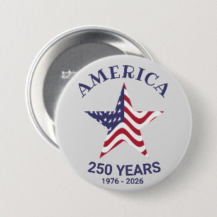 Badge Rond 7,6 Cm Étoile Patriotique 250 Ans Bouton Drapeau Américai