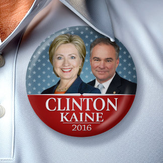 Badge Rond 7,6 Cm Étoiles de photos Hillary Clinton et Tim Kaine Jug